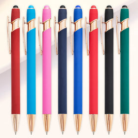 Custom Logo Rose Gold 2 in 1 Metal Stylus Ballpoint Pen Laser Engraved Promotional Gift
