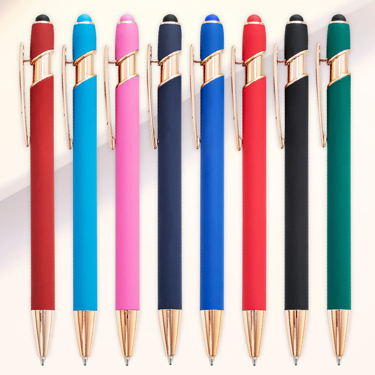 Custom Logo Rose Gold 2 in 1 Metal Stylus Ballpoint Pen Laser Engraved Promotional Gift