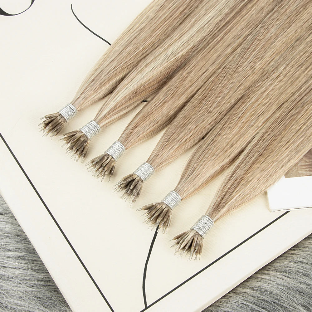 Wholesale Nano Beads Hair Extensions Invisible Remy Human Hair Pre Bonded Nano Ring Hair Extensions