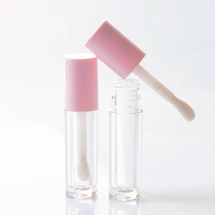 Round Clear Pink Plastic Custom Logo Wholesale Hot Paragraph Good Quality Wand Big Brush Empty Lip Gloss Tube for Makeup Tools
