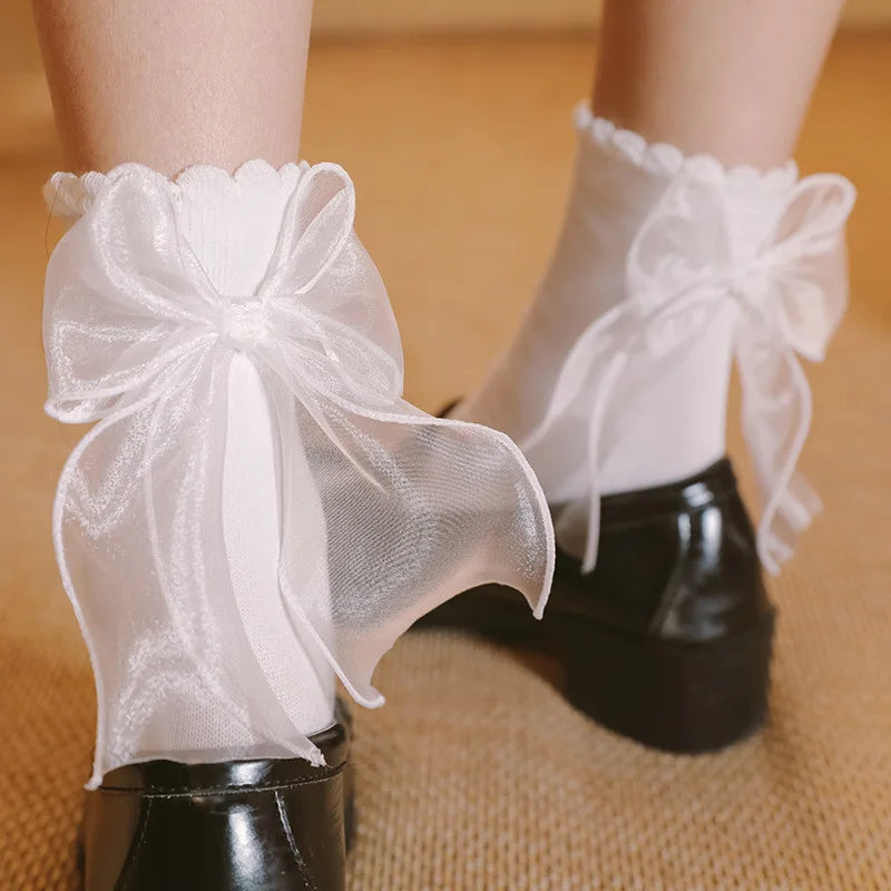Lovely Lolita Socks Lace Middle Tube Women's Socks Bow Princess Socks