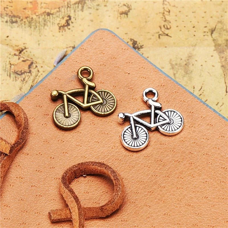 Detailed Spoked Bicycle Charm Antique Silver Zinc Alloy for Cyclist Backpack Decoration MegaBDM