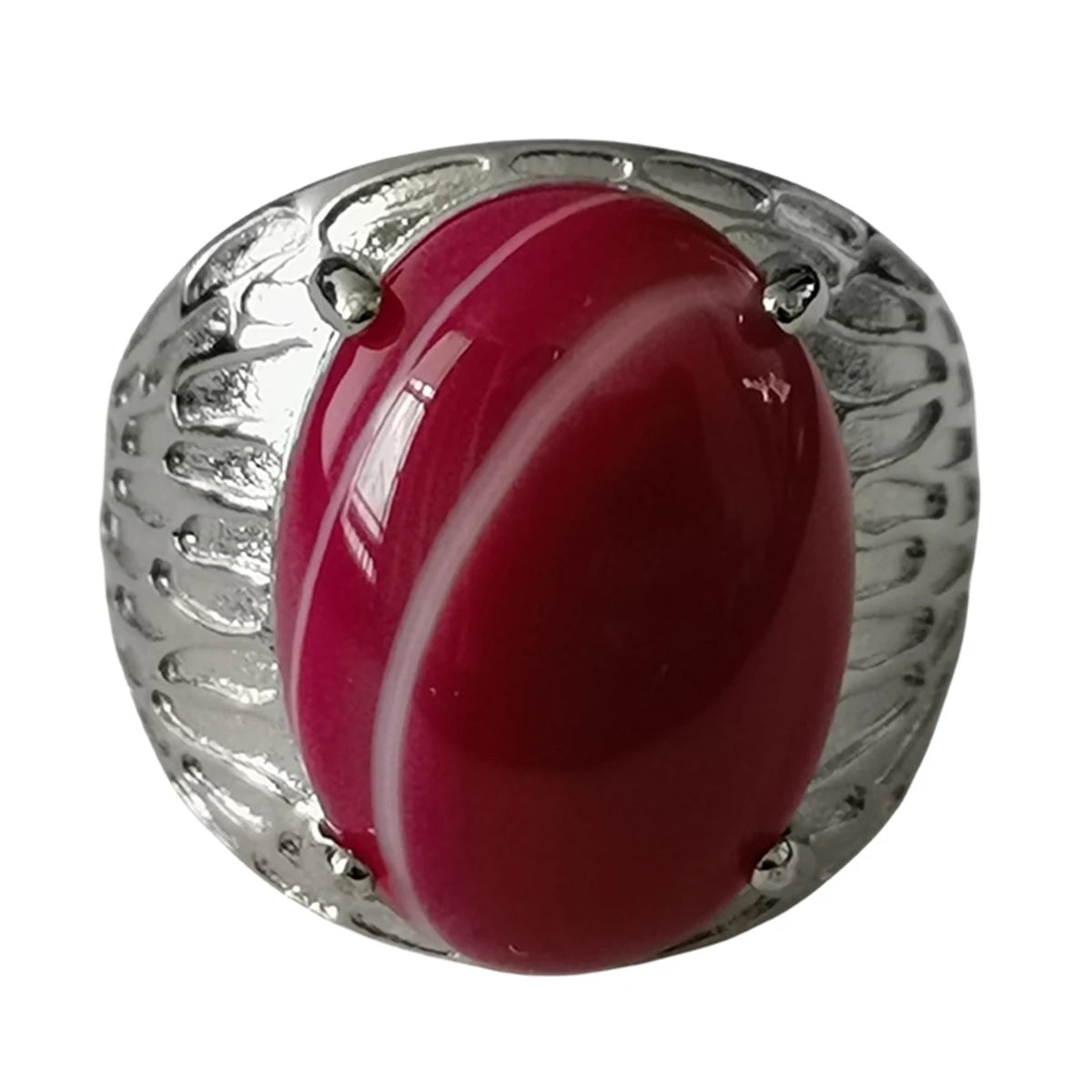 Wholesale Vintage Oval Crystal Rings Adjustable Natural Rosy Agate Stone Rings for Women and Girls