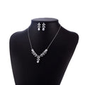 Romantic Silver Crystal Jewelry Set Simple Design Engagement Earrings & Necklace Luxury Waterdrop Zircon for Romantic Occasions