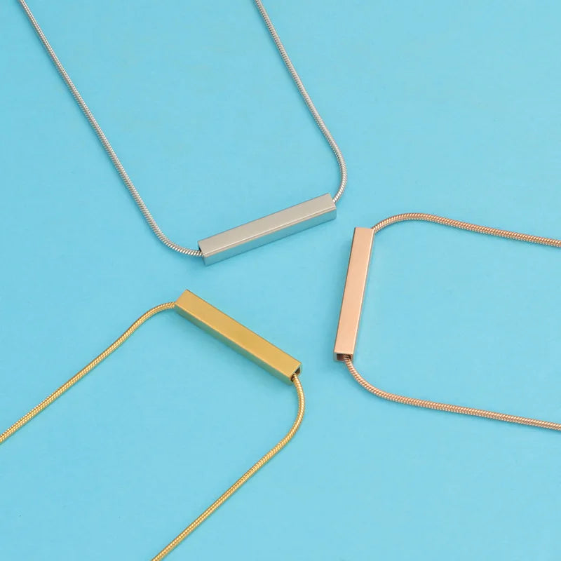 Blank Necklace for Personalized Jewelry Bulk Stainless Steel Blank Rectangle Tube Pendant Necklace for Personalized Jewelry