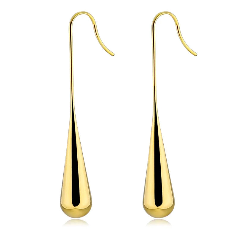 European and American Stainless Steel 18K Gold Drop Long Tassel Ear Hook Earrings Wholesale