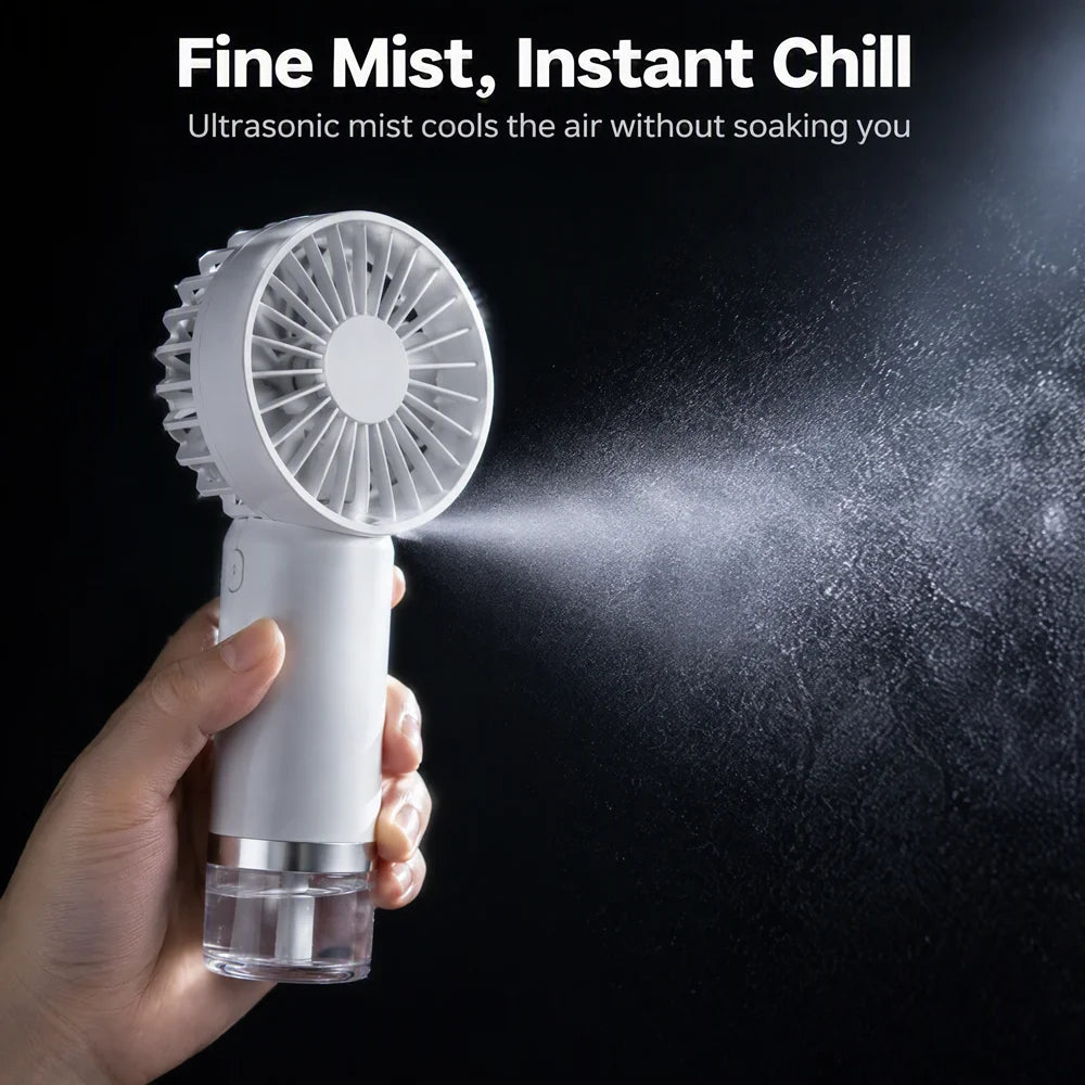 Wholesale OEM Portable Water Mist Fan USB-C 3 Speed Low Noise 500mAh Battery Cooler Outdoor Gym Travel CE RoHS MegaBDM