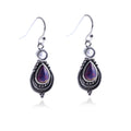 Vintage Women Amethyst Gemstone Wedding Engagement Drop Earrings Alloy Jewelry Gift