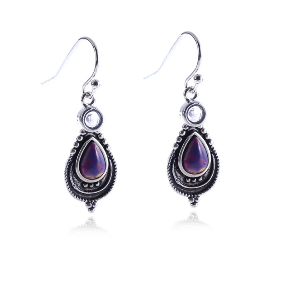 Vintage Women Amethyst Gemstone Wedding Engagement Drop Earrings Alloy Jewelry Gift
