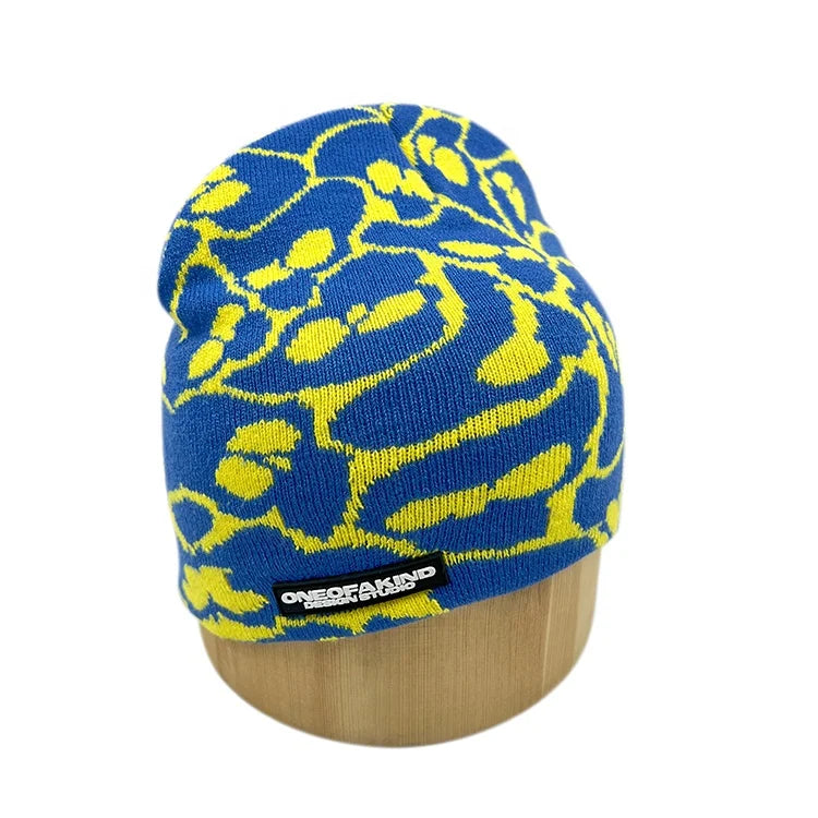All Over Print Beanies With Custom logo Y2k Knit Jacquard Winter Beanie Unisex Adults