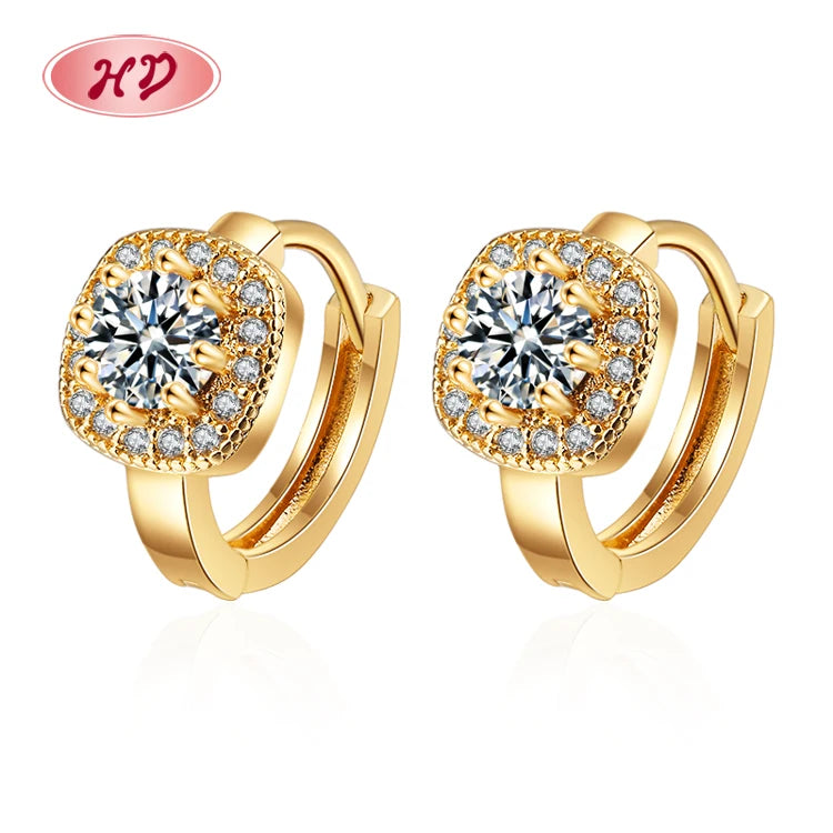 New Fashion 18K Gold Plated AAA Cubic Zircon Custom Jewelry Hot Sale Huggie Earrings 2022 for Womens