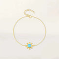 Fashion Jewelry 925 Sterling Silver Gold Plated Turquoise Sun Flower Chain Bracelet for Women