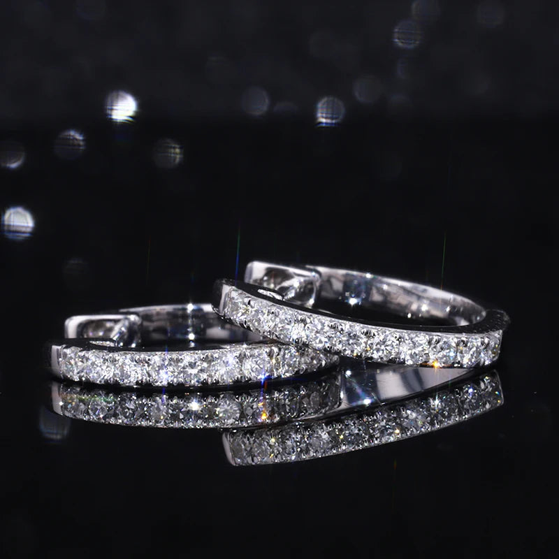 Starsgem Lab Grown Diamonds 14k Solid Gold 2.5mm Diamond Hoop Earrings