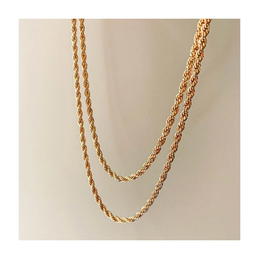 Dainty 18K Gold Filled Stainless Steel Stacking Twisted Rope Chain Choker Necklace Layering Chain Necklace for Women