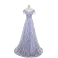 2025 Modern Luxury Woman Bridal Wedding Dress Purple Color Lace Floor-Length A-Line Silhouette Evening Gown
