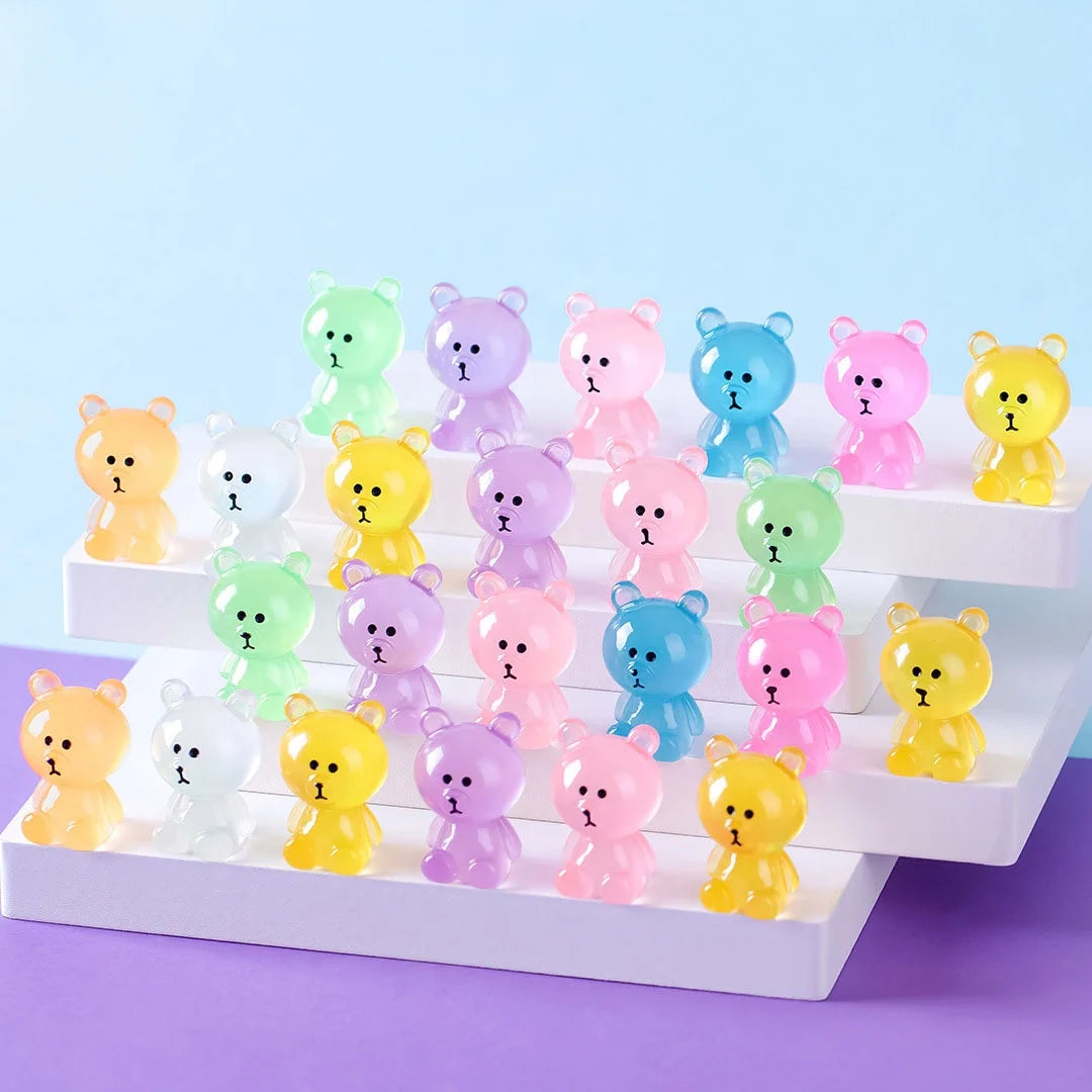 Best Selling Mini Resin Luminous Bear Kids Glowing in the Dark Toy Desk Decoration Resin Crafts Bear Garden Decor