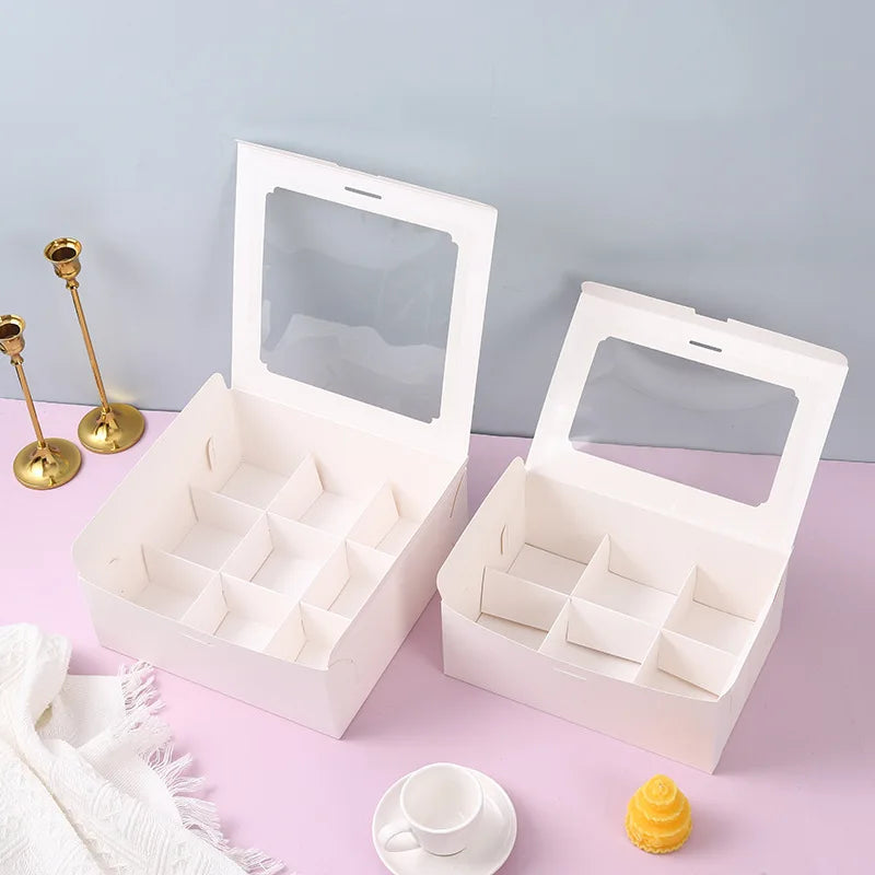 Wholesale Nine Grid Dessert Box Cupcake Mini Bun Packaging Box Baked Food Packing Boxes