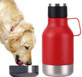 2 in 1 Double Wall Stainless Steel Vacuum Insulated Pet Water Bottle Portable Removable Dog Feeder Bowl