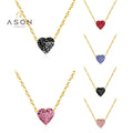 Ason Bulk 18k Gold Plated Chain Necklace Couple Stainless Steel Lovers Diamond Heart Pendant Fashion Jewelry Necklaces for Women