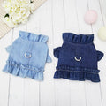 Denim Pet Harness Vest for Dogs and Cats Outgoing Puppy Clothes with Jeans Jacket Style