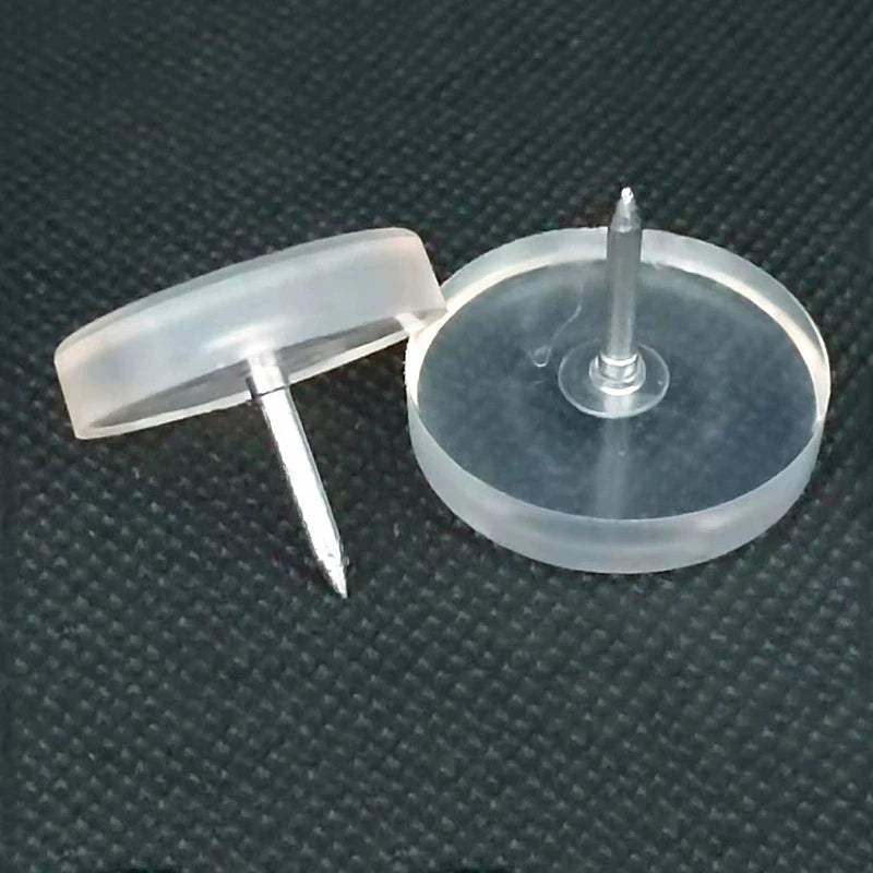 Furniture Glides Transparent Round Plastic with Nail Furniture Guides and Stoppers Round Tack-in Furniture Glides