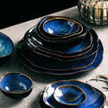 1 Person Plant Pattern Blue Porcelain Irregular Shape Modern Dinnerware Set