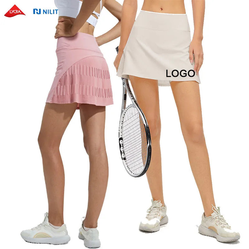 Wholesale Tennis Clothing 2 in 1 Tennis Skirt Inside Pocket Tennis Skort Quick Dry Athletic Skort