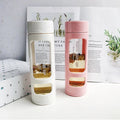 Double Wall Borosilicate Glass Kids Water Bottle Bpa Free Glass Water Bottle With Plastic Sleeve