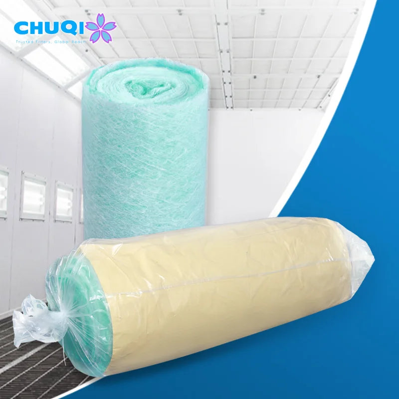 Washable Green Fiberglass Filter Flame Retardant Paint Booth Filter Media Roll Spray Booth Filters Media Rolls