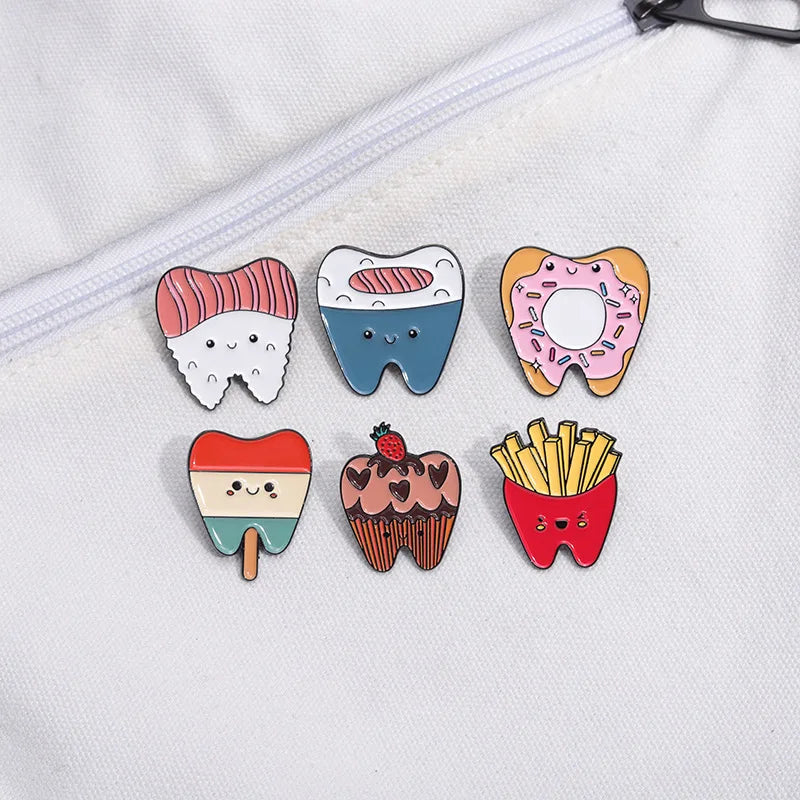 Cartoon Dentisit Tooth Soft Enamel Lapel Pin Brooch Care for Teeth Promotional Backpack Badge Clothing Accessories Gift Jewelry