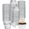 Disposable 4Oz Ramekins Aluminum Cupcake Muffin Liners Silver Foil Baking Pans Cups for Muffin Creme Brulee Egg Tart Pudding