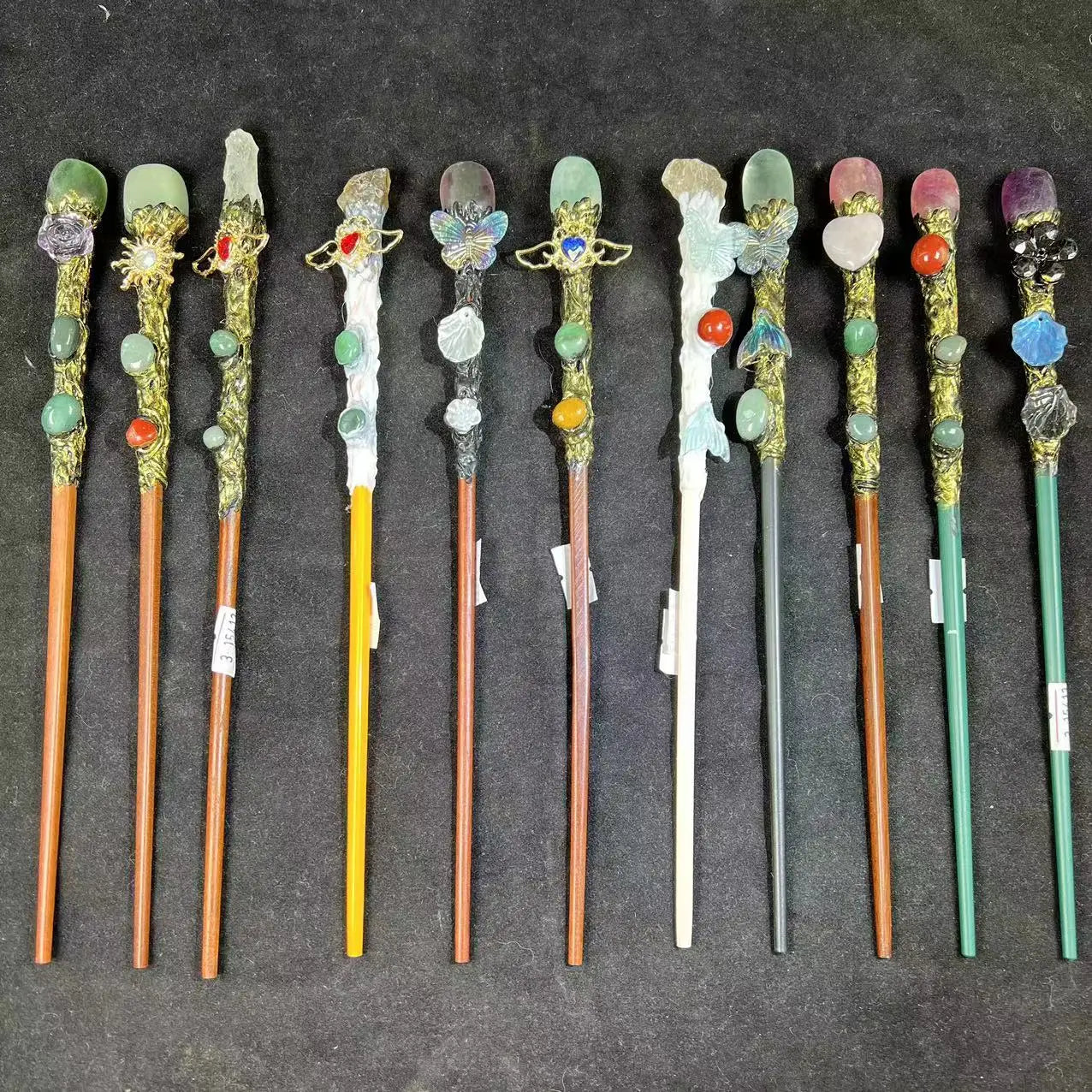 Natural Fluorite Amethyst Crystals Stone Wand Crystal Magic Wand Stick for Healing