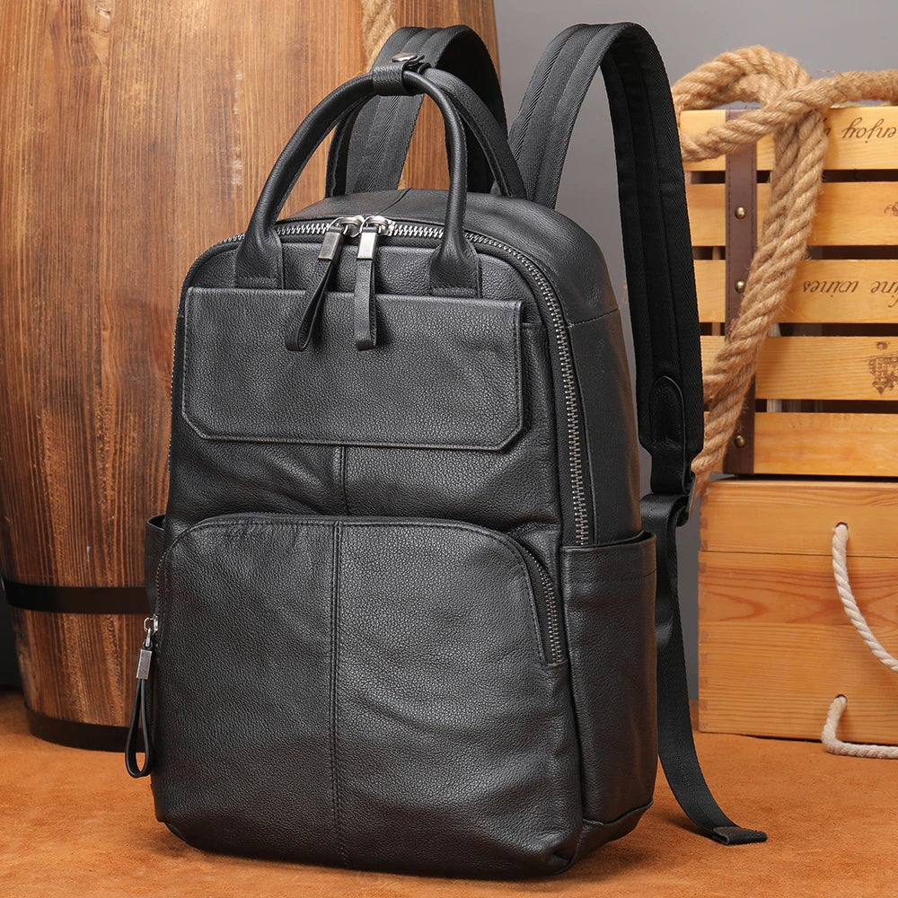 MARRANT Men Business Travel Leather Backpack 13.3 Inch Laptop Bag Backpack Genuine Leather Backpack for Men