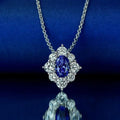 New Women's 925 Sterling Silver 925 Necklace Blue Sapphire Cubic Zirconia Rhodium Plated Classic Link for Parties Engagements