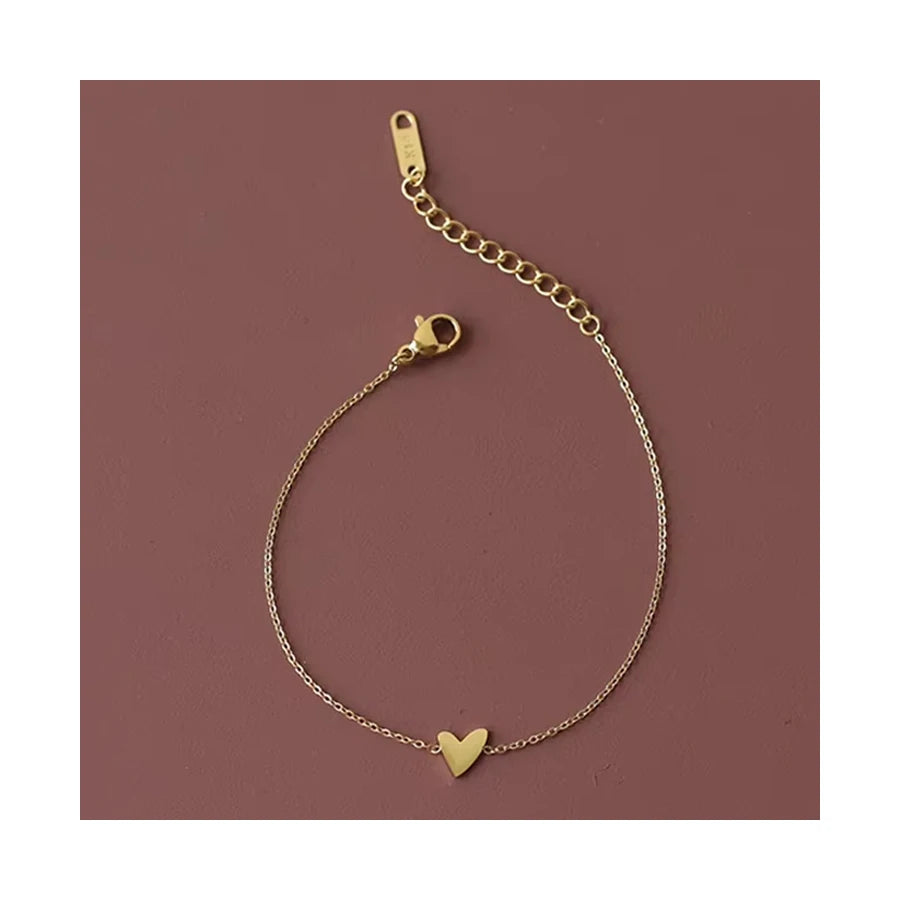 Dainty 14K Gold Plated Stainless Steel Chain Bracelet Waterproof Jewelry Friendship Tiny Heart Bracelet for Women Girl
