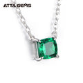 ATTA Princess Shape 5*5 Lab Grown Pendant 925 Silver Charm Emerald Necklace Jewelry Gift for Her