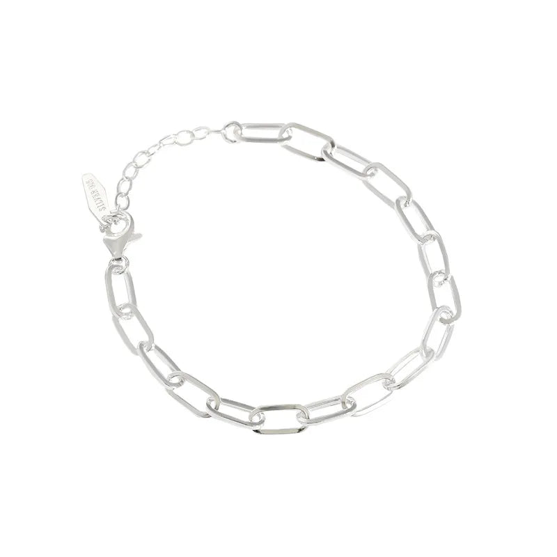 Adjustable Hollow Heart Charm Gold Zircon 925 Sterling Silver Heart Loop Link Chain Bracelet for Women Teen Girls-Gift Party