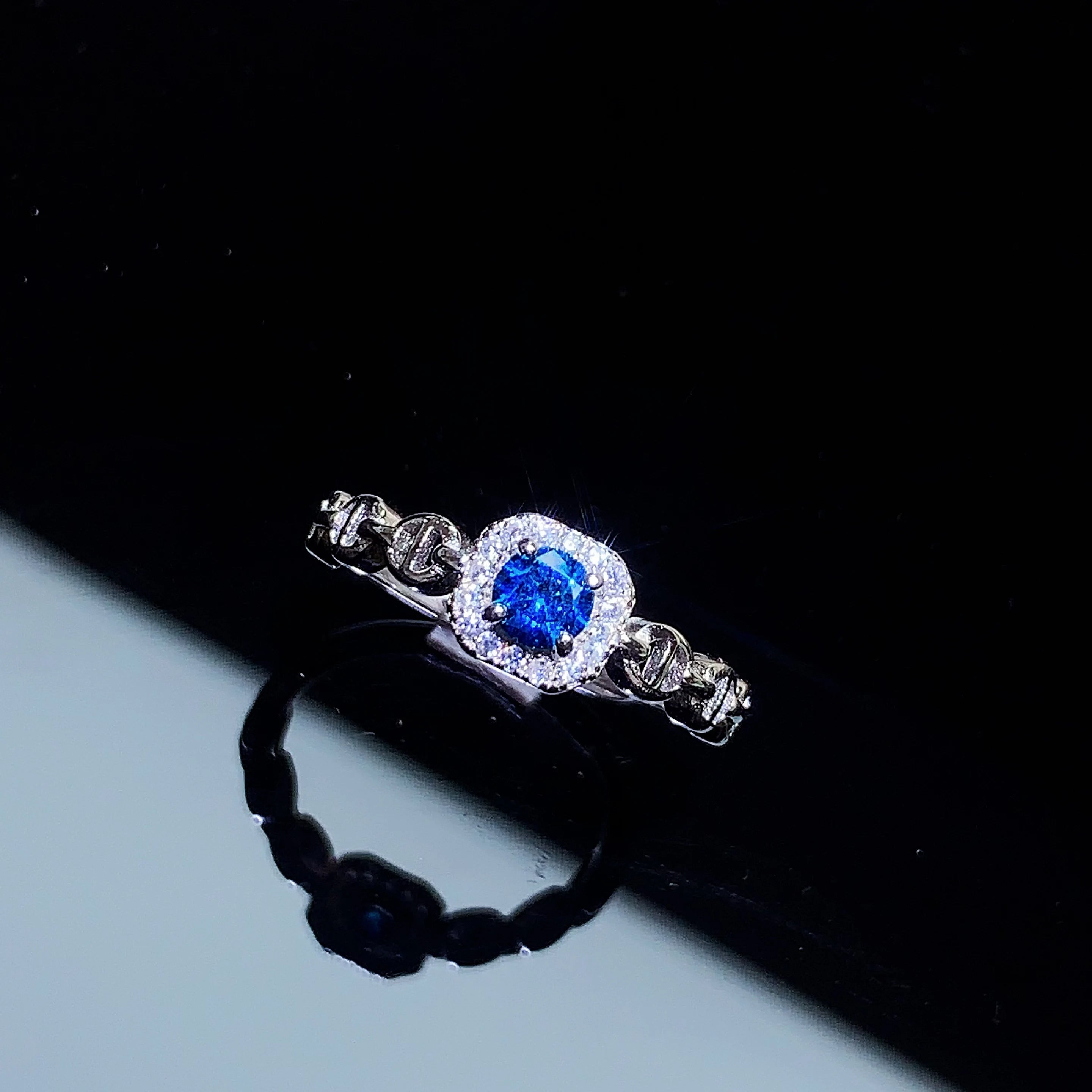 Classic 925 Sterling Silver Ring with Diamond Inlay  Women's Fashion Simple Opening Adjustable Wedding Proposal Jewelry