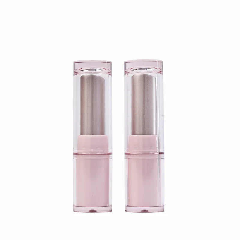 11.1mm Round Pink Transparent Lipstick Tube Empty Slanted Opening DIY Cosmetic Packaging Custom Logo Bulk Wholesale
