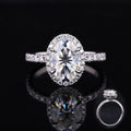 14k White Gold Luxury Style Oval Brilliant Cut Moissanite and Lab Grown Diamond Engagement Ring