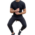 2024 Men's Solid Color White Black Two Piece Clothing Casual T Shirt and Pants Set