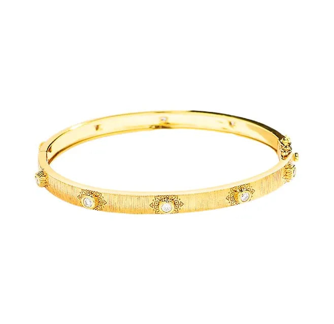 Light Luxury 925 Silver Moissanite Bangle Italian Filigree Gold Plated 2.3mm Round Vvs Diamond Fine Moissanite Bracelets Jewelry