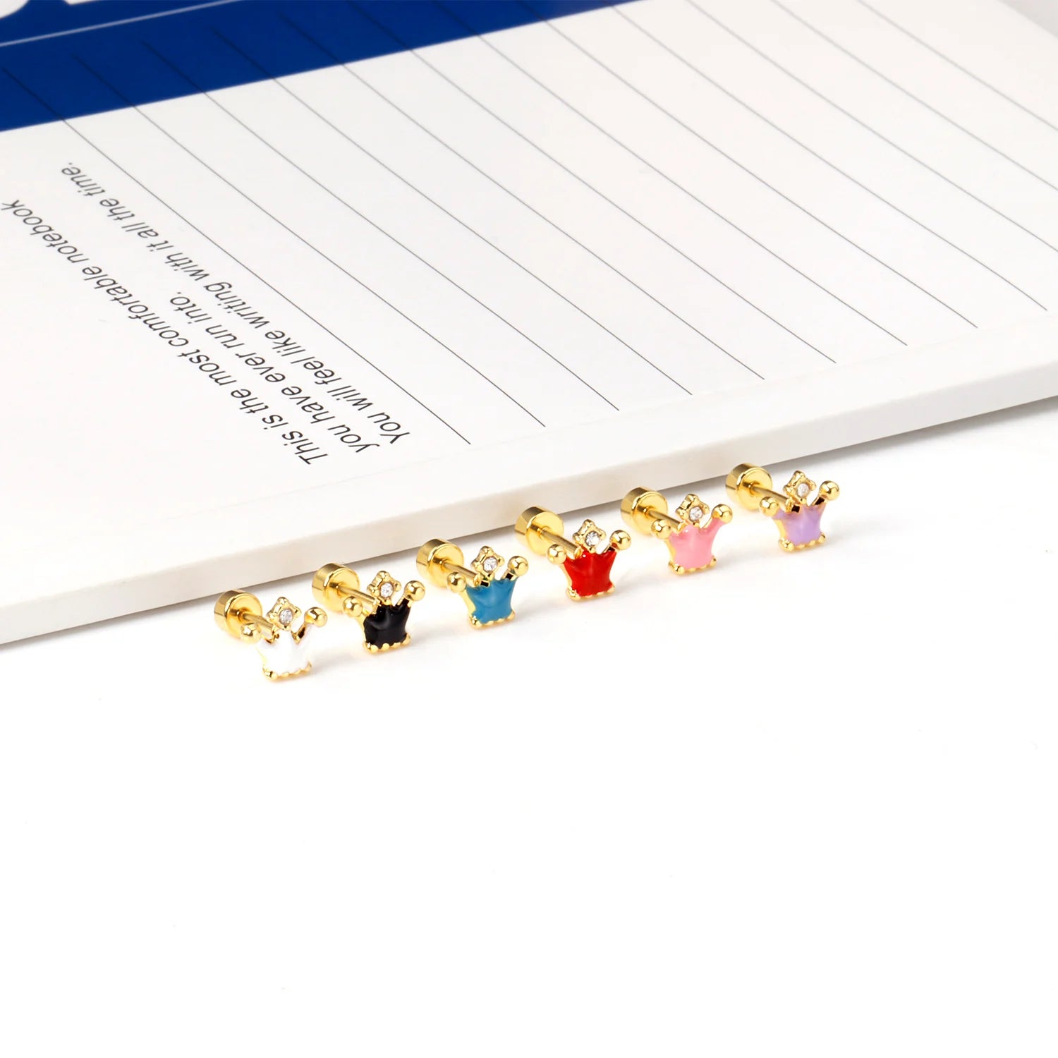 Wholesale Trendy Stainless Steel Ear Bone Nails Enamel Colourful Diamond Screw Stud Earrings Women's Earrings Piercing Jewelry