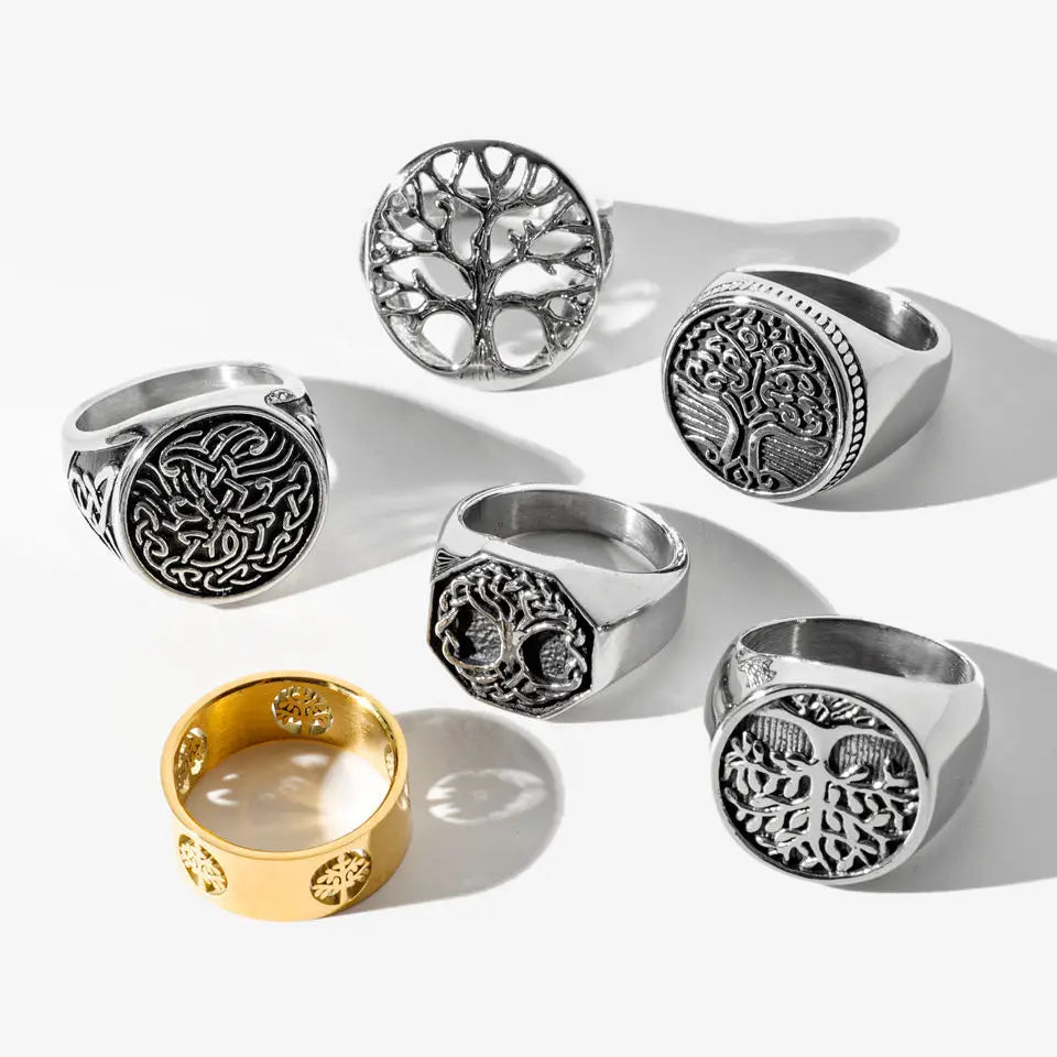 Viking Decoracion Tree of Life Ring RI0103  Norse Viking Jewelry Viking Titanium Steel Rings Bague for Gift