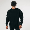 Men's Oversized Crewneck Gym Sweatshirt Loose Fit with Fleece Inside Custom Embroidered Logo Solid Pattern for Winter