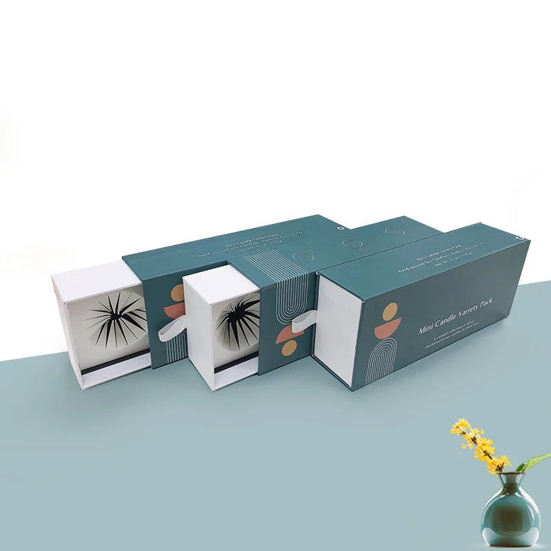 Best Selling 3-Inch Gold Foil Premium Paper Boxes Ribbon Rigid Cardboard Sleeve Insert Foam Candles Gift Box Embossing Printing