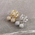 Hip Hop Earrings for Men and Women Round Bead CZ Paved Gemstone Ball Earring Gold Plated Jewelry Hoop Earrings