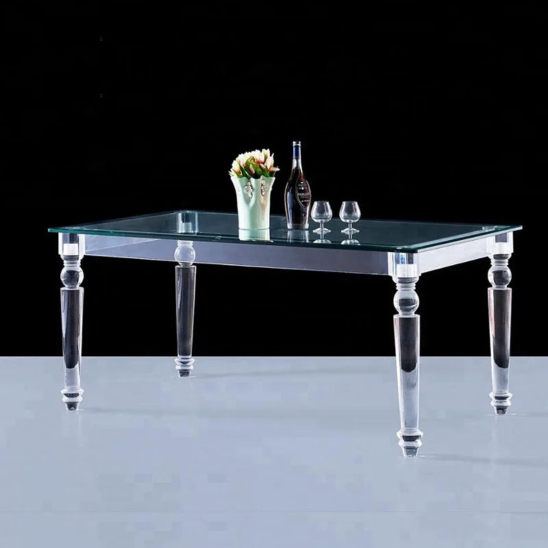 Modern Clear Acrylic Crystal Dining Table 8 Seater  Wedding Table for Home Kitchen Banquet Party