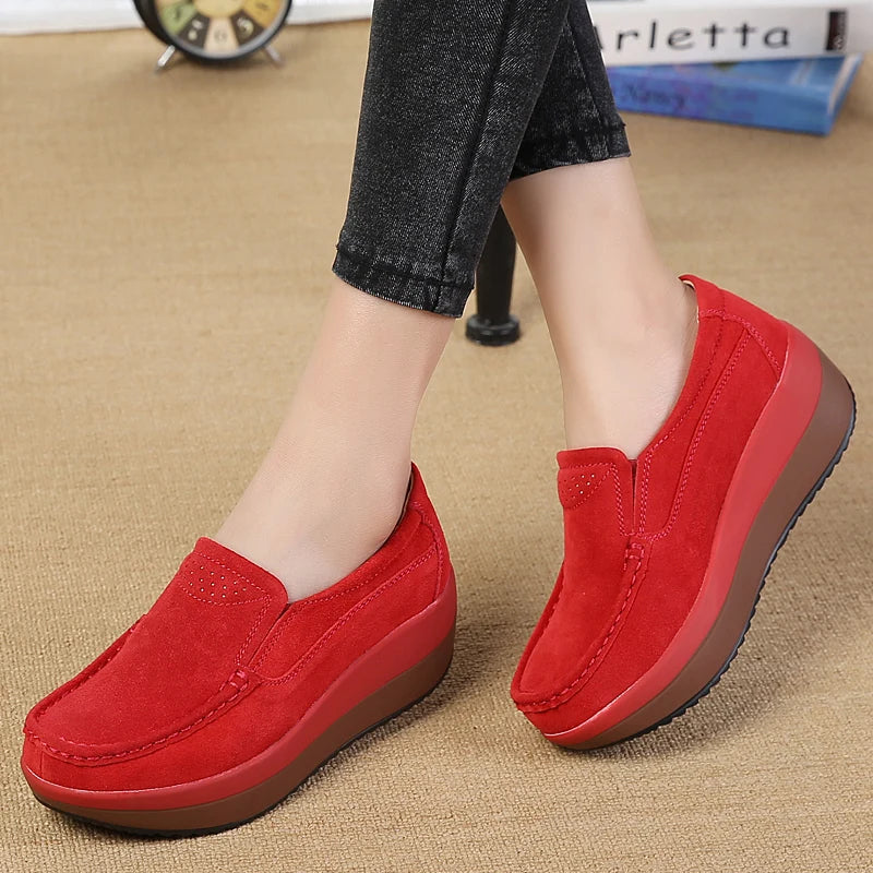 Ladies Casual Boat Shoes Genuine Synthetic Leather Moccasins Solid Slip-On Tenis for Nurses Women Summer Comfortable Flat Shoes