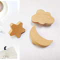 Kids Room Nursery Wall Decors Hat Bag Star Moon Cloud Wooden Wall Coat Hook Hanger Kids Self Adhesive Hooks